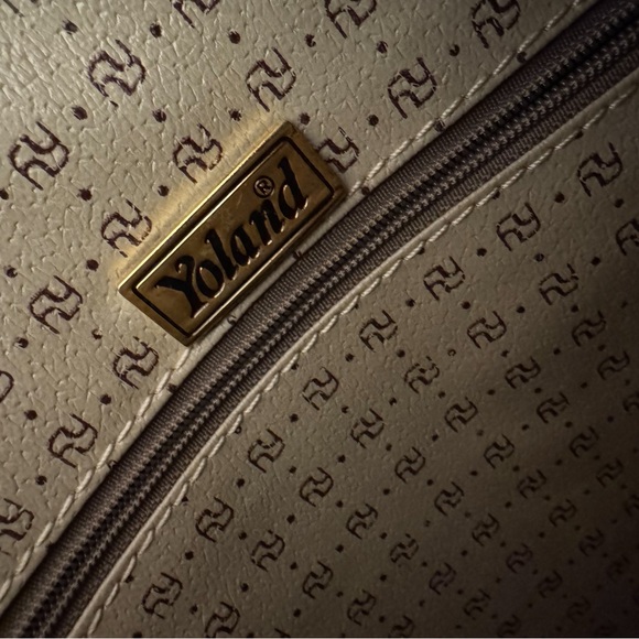 Yoland Monogram Coated Canvas Tote Brown Tan Leather Weekender Large - Picture 10 of 11